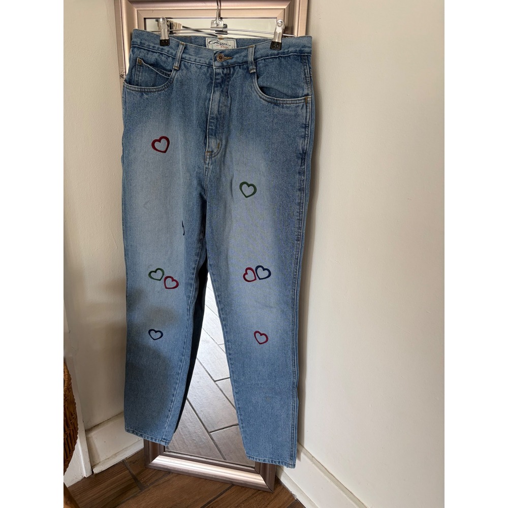 Vintage Chazz Originals Heart High Rise Straight Leg Jeans Blue Womens 13 90s